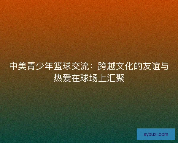 中美青少年篮球交流：跨越文化的友谊与热爱在球场上汇聚